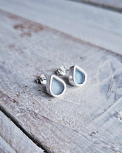 Load image into Gallery viewer, BESPOKE - Sea Glass Bezel Stud Earrings (No Diamond Option Also Available) in Sterling Silver or 9ct Gold