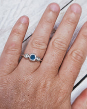 Load image into Gallery viewer, ROCK Engagement Ring - Raw Turquoise Sea Glass + Two Certified 0.20ct Total Ocean Sourced Raw Diamonds in Silver - Size L