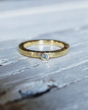 Load image into Gallery viewer, BLUE Collector's Ring - Round Natural Fancy Vivid Blue Certified 1.77mm Ocean Diamond in 18ct Yellow Gold - Size K - LIMITED EDITION 1/1