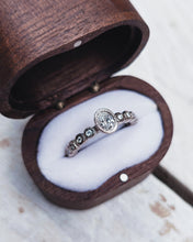 Load image into Gallery viewer, ETHEREAL Engagement Ring - Oval Diamond + Full Band Certified 1.3mm Ocean Diamonds 0.45ct in 18ct White Gold - Size L