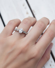 Load image into Gallery viewer, ETHEREAL Engagement Ring - Oval Diamond + Full Band Certified 1.3mm Ocean Diamonds 0.45ct in 18ct White Gold - Size L