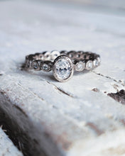 Load image into Gallery viewer, ETHEREAL Engagement Ring - Oval Diamond + Full Band Certified 1.3mm Ocean Diamonds 0.45ct in 18ct White Gold - Size L