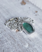 Load image into Gallery viewer, MERMAID Necklace - Light Teal Sea Glass in Silver