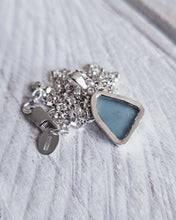 Load image into Gallery viewer, MERMAID Necklace - Aquamarine Sea Glass + Certified 1.5mm Ocean Sourced Diamond in Silver