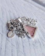 Load image into Gallery viewer, MERMAID Necklace - Patterned Pink Sea Glass + Certified 1.5mm Ocean Sourced Diamond in Silver