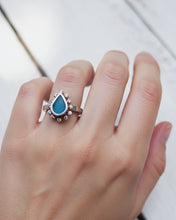 Load image into Gallery viewer, HALO Engagement Ring - Waterdrop Sea Glass + Twelve Certified 1.3mm Ocean Sourced Diamonds 0.12ct in 18ct Gold, 9ct Gold or Silver