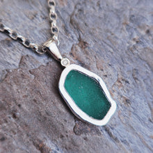 Load image into Gallery viewer, MERMAID Necklace - Sea Glass + Certified 1.5mm Ocean Diamond in Gold or Silver