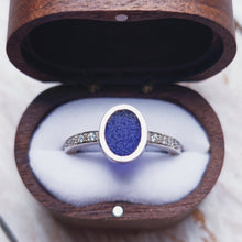 Load image into Gallery viewer, EMPRESS Engagement Ring - Oval Sea Glass + Twelve Certified 1.5mm Ocean Diamonds in Gold, Platinum or Silver