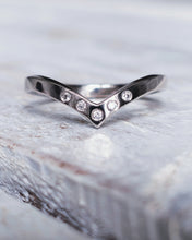 Load image into Gallery viewer, Front view showing the smooth finish on an 18ct white gold wishbone wedding ring.