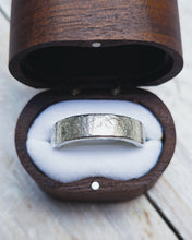 Load image into Gallery viewer, This wedding ring has been handmade from thick sterling silver with a handforged texture on it.