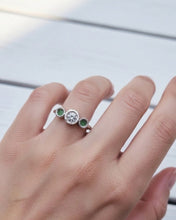 Load image into Gallery viewer, LEGACY Engagement Ring - GIA Certified 0.25ct to 1ct Ocean Diamond + Two Round Sea Glass in Gold, Platinum or Silver
