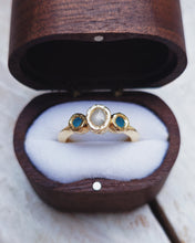 Load image into Gallery viewer, ROCK Engagement Ring - Certified Ocean Sourced Raw Diamond + Two 2.5mm Raw Round Sea Glass in 18ct Gold or Silver