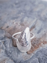 Load image into Gallery viewer, Traditionally cast mussel shell ring in sterling silver.