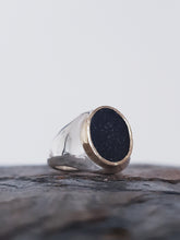 Load image into Gallery viewer, Mens signet ring using sea glass, 18ct gold and sterling silver.