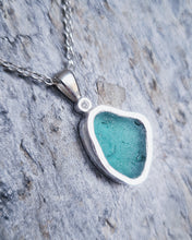 Load image into Gallery viewer, BESPOKE - Sea Glass Bezel Necklace (No Diamond Option Also Available) in Sterling Silver or 9ct Gold