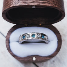 Load image into Gallery viewer, TIDAL Eternity Ring - One to Seven Round Sea Glass + Certified 2.5mm Ocean Diamonds 0.50ct in Gold, Platinum or Silver
