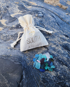 Sea Glass & Ocean Diamond Necklace - RARE - Light Teal Blue - Christmas 5/5