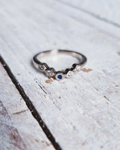 Load image into Gallery viewer, COAST Eternity Ring - Round Sea Glass + Four Certified 1.5mm Ocean Sourced Diamonds in 18ct Gold or Silver

