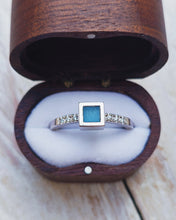 Load image into Gallery viewer, ELYSIUM Engagement Ring - Square Sea Glass + Six Certified 1.3mm Ocean Sourced Diamonds 0.06ct in 18ct Gold or Silver
