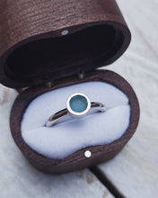 Load image into Gallery viewer, MERMAID Engagement Ring - Round Sea Glass Solitaire in 18ct Gold or Silver
