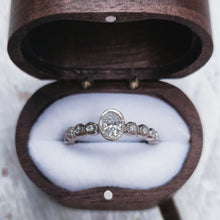 Load image into Gallery viewer, ETHEREAL Engagement Ring - Oval Diamond + Full Band Certified 1.3mm Ocean Diamonds 0.45ct in 18ct White Gold - Size L
