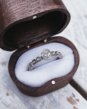 Load image into Gallery viewer, ETHEREAL Engagement Ring - Oval Diamond + Full Band Certified 1.3mm Ocean Diamonds 0.45ct in 18ct White Gold - Size L
