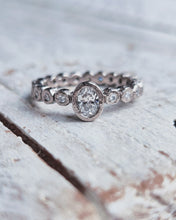 Load image into Gallery viewer, ETHEREAL Engagement Ring - Oval Certified Ocean Sourced Diamond + Full Diamond Band 0.45ct in 18ct White Gold - Size L - FIRST EDITION
