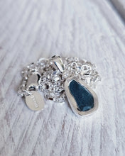 Load image into Gallery viewer, MERMAID Necklace - Tealquoise Sea Glass + Certified 1.5mm Ocean Sourced Diamond in Silver

