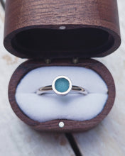 Load image into Gallery viewer, MERMAID Engagement Ring - Round Sea Glass Solitaire in 18ct Gold or Silver
