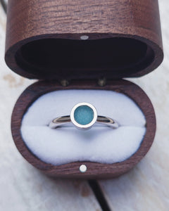 MERMAID Engagement Ring - Round Sea Glass Solitaire in 18ct Gold or Silver