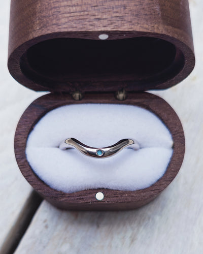 ABYSSAL Wedding Ring - Round Sea Glass in 18ct Gold or Silver by South Jewellery