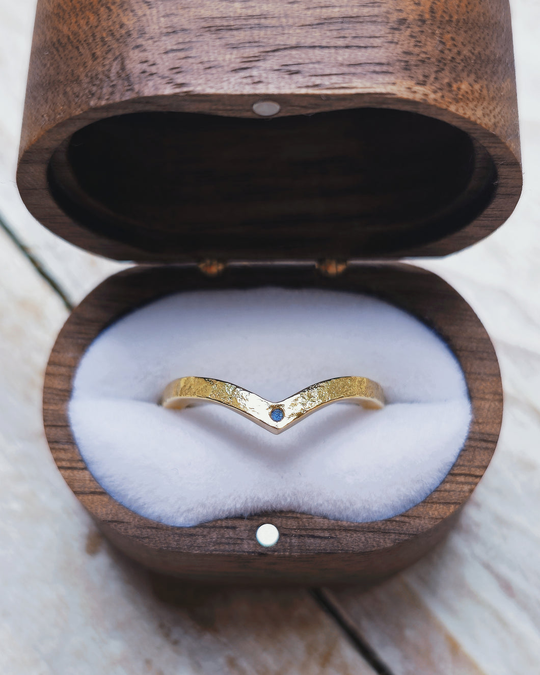 EMPRESS Wedding Ring - Round Sea Glass in 18ct Gold or Silver by South Jewellery