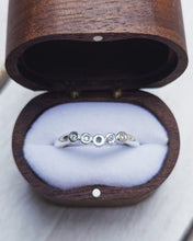 Load image into Gallery viewer, COAST Wedding Ring - Round Sea Glass + Four Certified 1.3mm Ocean Sourced Diamonds in 18ct Gold or Silver by South Jewellery
