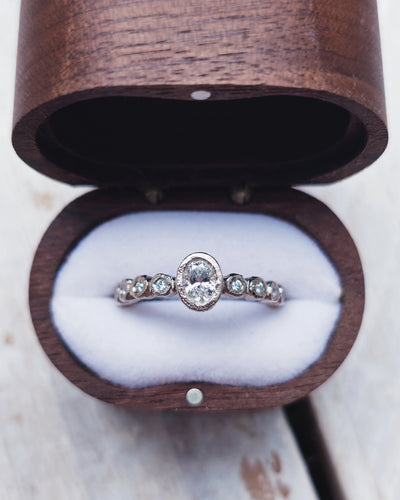 ETHEREAL Engagement Ring - Certified Ocean Sourced Oval Diamond + Full Diamond Band 0.50ct Total in 18ct Gold (Silver Unavailable)