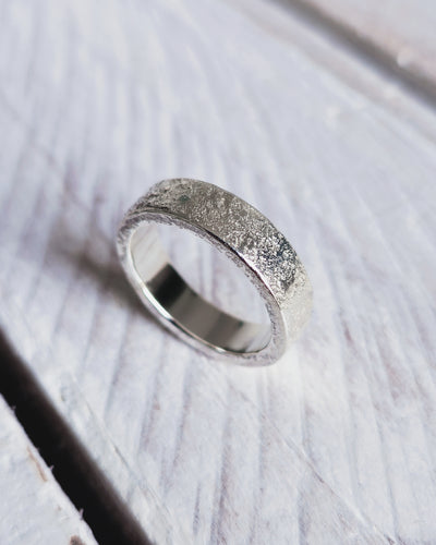Men's PORTHLEVEN STORM Wedding Ring in Silver or 18ct Gold by South Jewellery.