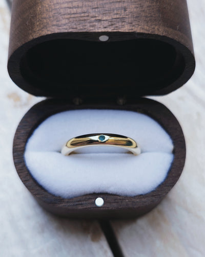OCEAN Wedding Ring - Round Sea Glass in 18ct Gold or Silver by South Jewellery