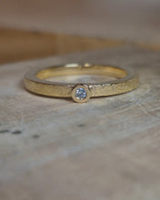 Load and play video in Gallery viewer, BLUE Collectors or Special Occasion Ring - Certified 1.77mm Ocean Sourced Natural Fancy Vivid Blue Diamond in 18ct Yellow Gold - Size K
