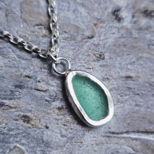 Load image into Gallery viewer, MERMAID Necklace - Light Teal Sea Glass in Silver
