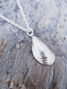 BESPOKE - Fistral Beach Cornish Mussel Shell Necklace in Sterling Silver