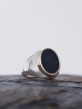 Load image into Gallery viewer, Mens signet ring using sea glass, 18ct gold and sterling silver.
