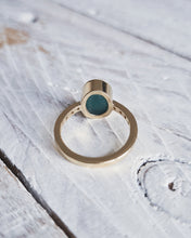 Load image into Gallery viewer, EMPRESS Engagement Ring - Oval Sea Glass + Twelve Certified 1.5mm Ocean Sourced Diamonds 0.18ct in 18ct Gold or Silver
