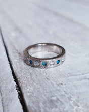 Load image into Gallery viewer, TIDAL Eternity Ring - One to Seven Round Sea Glass + Certified 2.5mm Ocean Sourced Diamonds 0.50ct in 18ct Gold or Silver
