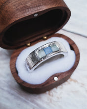Load image into Gallery viewer, Men&#39;s CHANNEL Wedding Ring - One to Three Square Sea Glass in Silver or 18ct Gold
