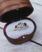 Load image into Gallery viewer, ROCK Engagement Ring - Certified 0.50ct Ocean Sourced Raw Diamond + Two 2.5mm Raw Round Sea Glass in 18ct Gold or Silver
