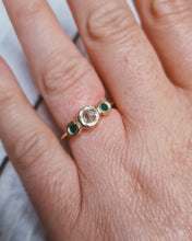 Load image into Gallery viewer, ROCK Engagement Ring - Certified 0.50ct Ocean Sourced Raw Diamond + Two 2.5mm Raw Round Sea Glass in 18ct Gold or Silver
