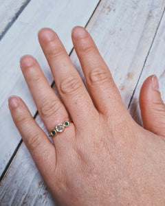 ROCK Engagement Ring - Certified 0.50ct Ocean Sourced Raw Diamond + Two 2.5mm Raw Round Sea Glass in 18ct Gold or Silver