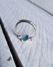 Load image into Gallery viewer, ABYSSAL Engagement Ring - Waterdrop Sea Glass + Two 2.5mm Blue or White Diamonds 0.14ct in 18ct Gold or Silver
