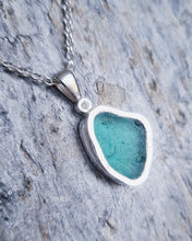 Load image into Gallery viewer, BESPOKE - Sea Glass Bezel Necklace (No Diamond Option Also Available) in Sterling Silver or 9ct Gold
