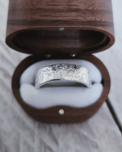 Porthleven Storm handmade Cornish mens wedding ring with a hammered texture.