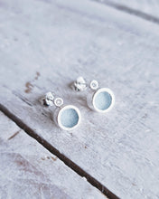 Load image into Gallery viewer, BESPOKE - Sea Glass Bezel Stud Earrings (No Diamond Option Also Available) in Sterling Silver or 9ct Gold
